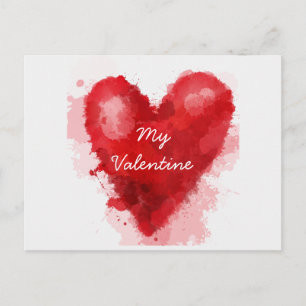 Cartes Pour Fêtes Annuelles Aquarelle rouge coeur gothique valentine