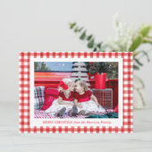 Cartes Pour Fêtes Annuelles Aquarelle Rouge En vichy photo Noël (Debout devant)