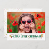 Cartes Pour Fêtes Annuelles Aquarelle rouge et or Joyeux petit Noël (Devant / Derrière)