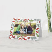 Cartes Pour Fêtes Annuelles Aquarelle rouge Peint Poinsettia et Holly Photo (Devant)