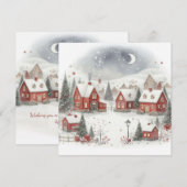 Cartes Pour Fêtes Annuelles Aquarelle Russe Traditionnelle Maisons de Noël (Devant / Derrière)