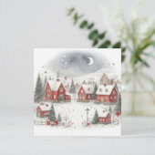 Cartes Pour Fêtes Annuelles Aquarelle Russe Traditionnelle Maisons de Noël (Debout devant)