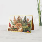 Cartes Pour Fêtes Annuelles Aquarelle rustique À feuillage persistant en pin (Devant)