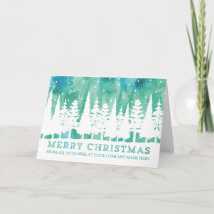 Cartes Pour Fêtes Annuelles Aquarelle rustique Entreprise Joyeux Noël