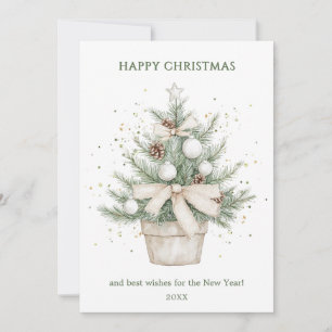 Cartes Pour Fêtes Annuelles Aquarelle Rustique Poted Christmas Tree Business