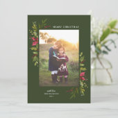 Cartes Pour Fêtes Annuelles Aquarelle rustique vert floral (Debout devant)