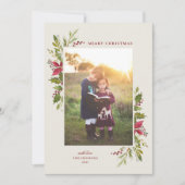 Cartes Pour Fêtes Annuelles Aquarelle rustique vert floral (Devant)