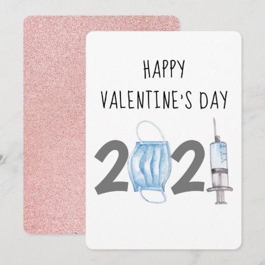 Cartes Pour Fêtes Annuelles Aquarelle Saint Valentin 2021 (Devant / Derrière)