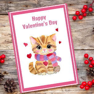 Cartes Pour Fêtes Annuelles Aquarelle Saint Valentin Kitty