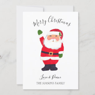 Cartes Pour Fêtes Annuelles Aquarelle Santa Claus Joyeux Noël brillant