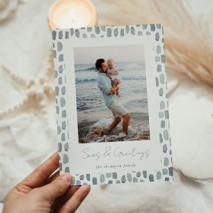 Cartes Pour Fêtes Annuelles Aquarelle Seaglass Photo côtière minimale modern