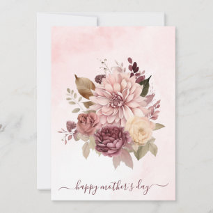 Cartes Pour Fêtes Annuelles Aquarelle Sepia Fleurs roses Bonne fête des mères