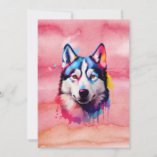 Cartes Pour Fêtes Annuelles Aquarelle Sibérienne Husky Art coloré