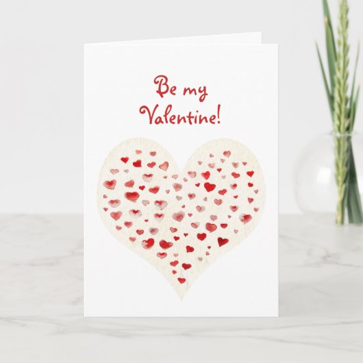 Cartes Pour Fêtes Annuelles Aquarelle simple Coeurs rouges Saint Valentin (Devant)