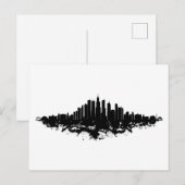 Cartes Pour Fêtes Annuelles Aquarelle Skyline de Chicago noir et blanc (Devant / Derrière)