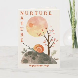 Cartes Pour Fêtes Annuelles Aquarelle Snail Nurture Nature Jour des terres heu