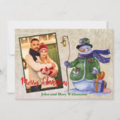 Cartes Pour Fêtes Annuelles Aquarelle Snowman Photo Noël (Devant)