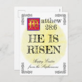 Cartes Pour Fêtes Annuelles Aquarelle Soleil Matthieu 28 6 Il Est Ressuscité P (Devant / Derrière)