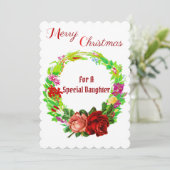 Cartes Pour Fêtes Annuelles Aquarelle spéciale fille Noël Wreath Holi (Debout devant)