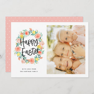 Cartes Pour Fêtes Annuelles Aquarelle stylée Floral Wreath Pâques Photo