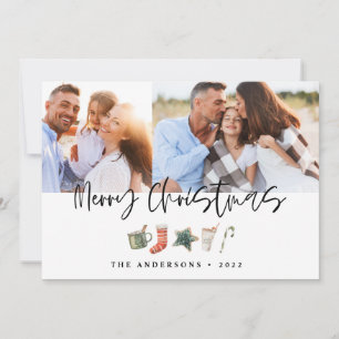 Cartes Pour Fêtes Annuelles Aquarelle sucre de canne de boissons de Noël