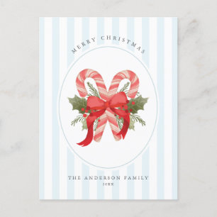 Cartes Pour Fêtes Annuelles Aquarelle Sucre de canne et arc Joyeux Noël