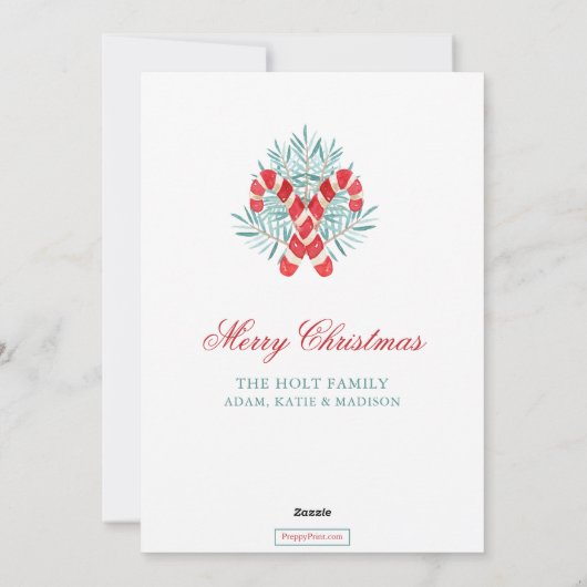 Cartes Pour Fêtes Annuelles Aquarelle Sucre de canne Garland Cadre Noël (Dos)