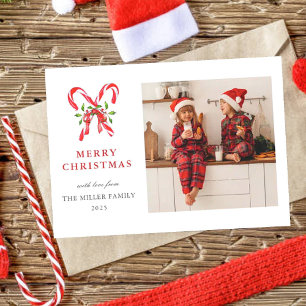 Cartes Pour Fêtes Annuelles Aquarelle Sucre de canne Joyeux Noël photo