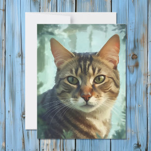 Cartes Pour Fêtes Annuelles Aquarelle Tabby Portrait de chat