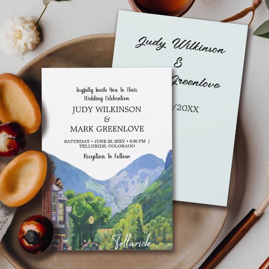 Cartes Pour Fêtes Annuelles Aquarelle Telluride Colorado Ski Mountain