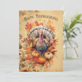 Cartes Pour Fêtes Annuelles Aquarelle Thankgiving Turkey (Debout devant)