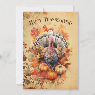 Cartes Pour Fêtes Annuelles Aquarelle Thankgiving Turkey