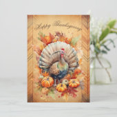 Cartes Pour Fêtes Annuelles Aquarelle Thankgiving Turkey (Debout devant)