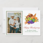 Cartes Pour Fêtes Annuelles Aquarelle Thanksgiving Cornucopia Photo (Devant)