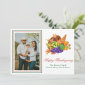 Cartes Pour Fêtes Annuelles Aquarelle Thanksgiving Cornucopia Photo (Debout devant)