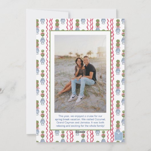 Cartes Pour Fêtes Annuelles Aquarelle Topiary Bamboo Photo (Dos)