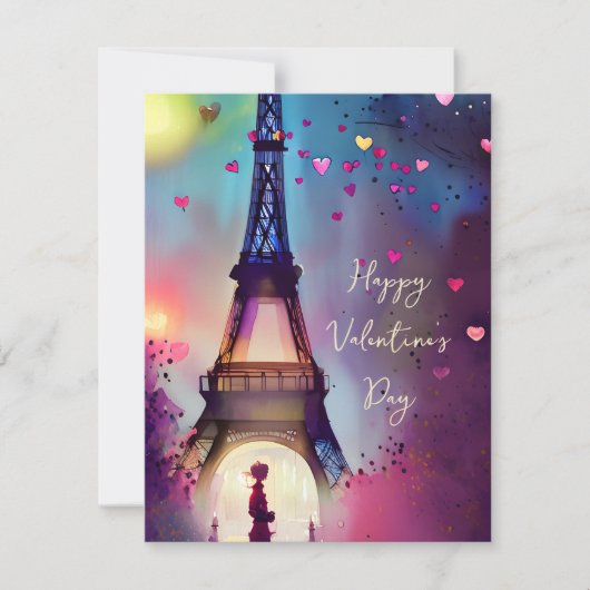 Cartes Pour Fêtes Annuelles Aquarelle Tour Eiffel Valentine (Devant)