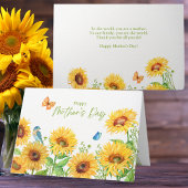 Cartes Pour Fêtes Annuelles Aquarelle Tournesols Papillons Fête des Mères