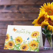 Cartes Pour Fêtes Annuelles Aquarelle Tournesols Papillons Fête des Mères