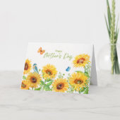 Cartes Pour Fêtes Annuelles Aquarelle Tournesols Papillons Fête des Mères (Devant)