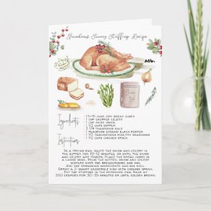 Cartes Pour Fêtes Annuelles Aquarelle Turquie farce Recette   Thanksgiving