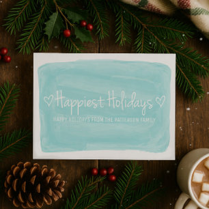 Cartes Pour Fêtes Annuelles Aquarelle Turquoise Joyeuses Fêtes