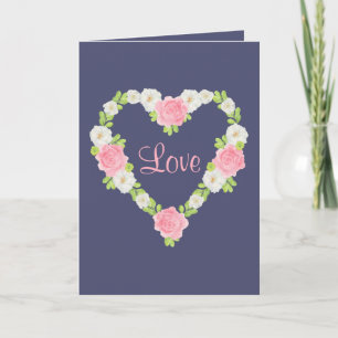 Cartes Pour Fêtes Annuelles Aquarelle Valentine Coeur Floral Wreath