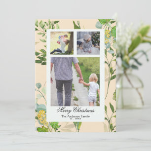 Cartes Pour Fêtes Annuelles Aquarelle Verdure & baies 3 Photo Noël