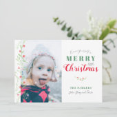 Cartes Pour Fêtes Annuelles Aquarelle Verdure Berries Joyeux Petit Noël (Debout devant)
