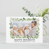 Cartes Pour Fêtes Annuelles Aquarelle Verdure Cadre Or Joyeux Vacances (Debout devant)