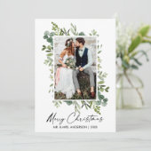 Cartes Pour Fêtes Annuelles Aquarelle Verdure Calligraphie Mariage de script d (Debout devant)