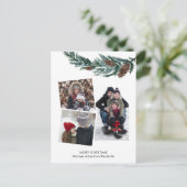 Cartes Pour Fêtes Annuelles Aquarelle Verdure Pin vert rustique Bouton de cône (Debout devant)