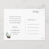 Cartes Pour Fêtes Annuelles Aquarelle Verdure Pin vert rustique Bouton de cône (Dos)