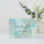 Cartes Pour Fêtes Annuelles Aquarelle vert bleu océan transparent Original (Debout devant)